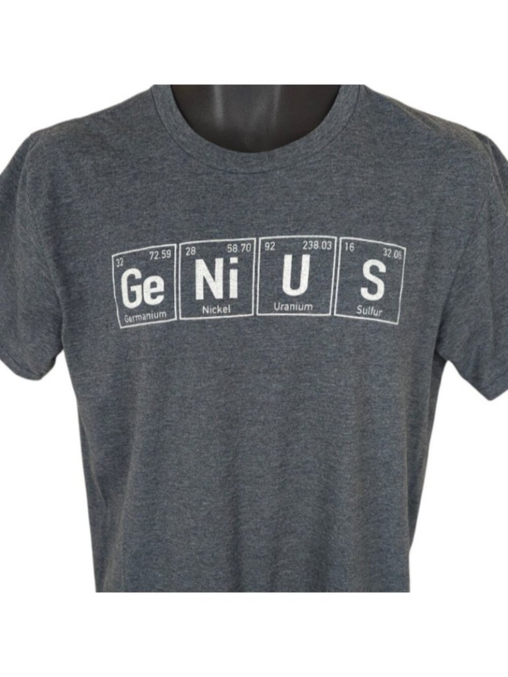Genius T Shirt Mens Size Medium Gray Periodic Table Of Elements Nerd Geek Tee